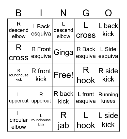 BODYCOMBAT BINGO Card