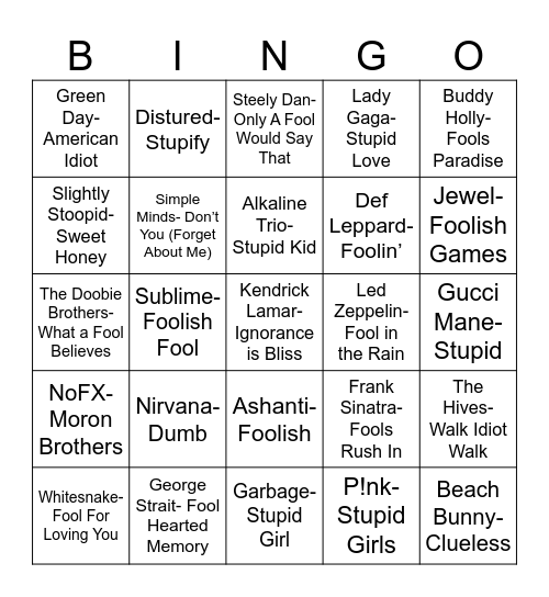 Radio Bingo Not The Brightest Bingo Card