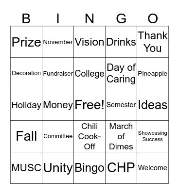 Staff Congress Bingo Card