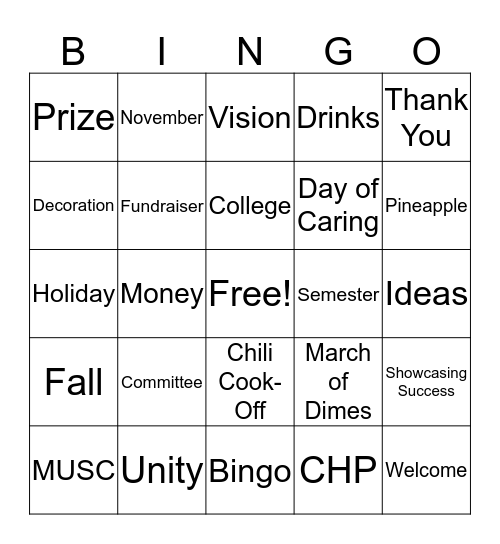 Staff Congress Bingo Card