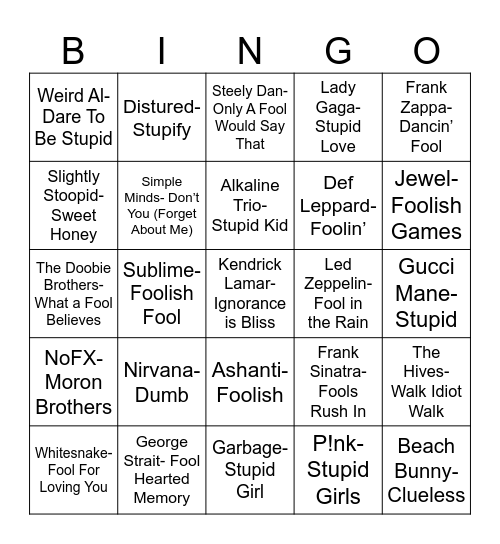 Radio Bingo Not The Brightest Bingo Card