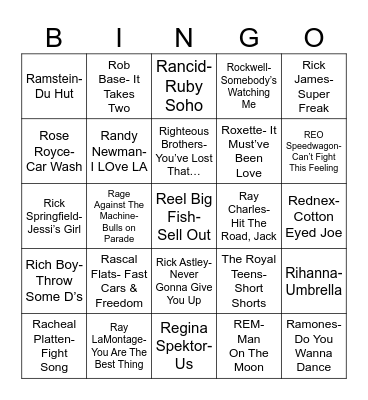 Radio Bingo RRRR Bingo Card