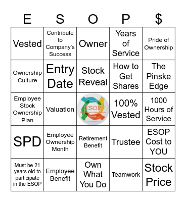 ESOP Month - Oct. 2024 Bingo Card