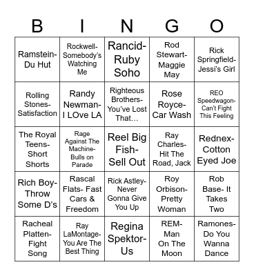 Radio Bingo RRRR Bingo Card