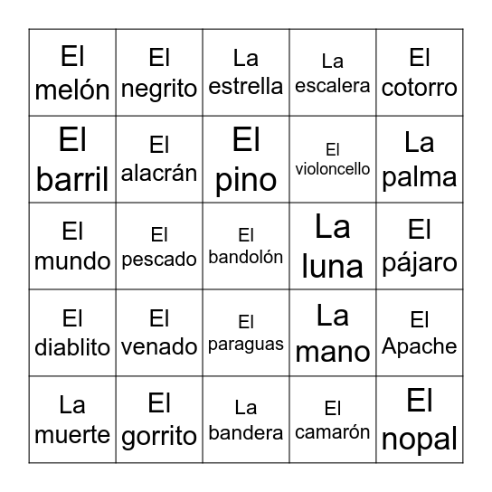Lotería Bingo Card