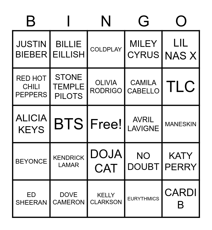 GET REC'D MUSIC BINGO Card