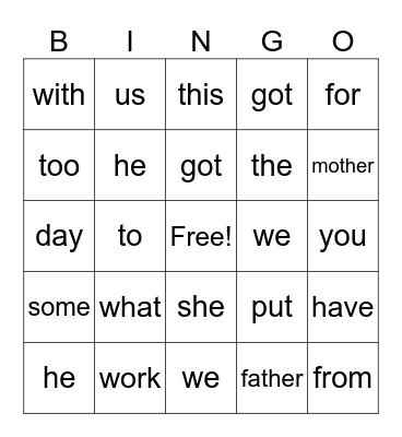 Dual Lang G1 Unit  1 Bingo Card