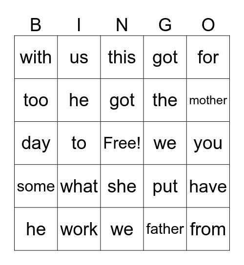 Dual Lang G1 Unit  1 Bingo Card