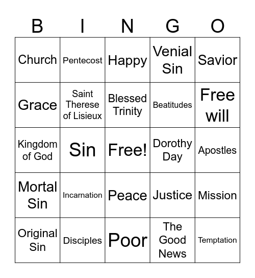 Review Bingo Card