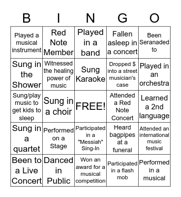 Have You Ever... Bingo Card