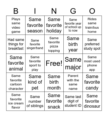 Science Student Bingo Card