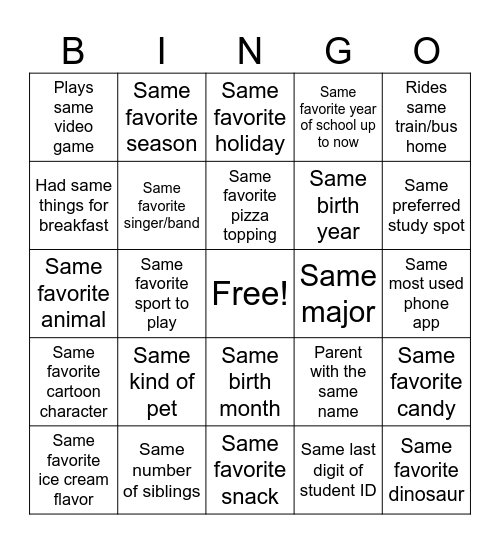 Science Student Bingo Card