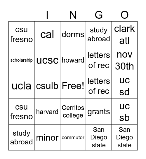 Untitled Bingo Card