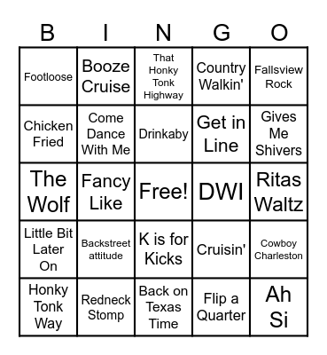 Get in Line RI Line Dance Bingo Card