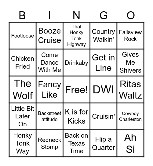 Get in Line RI Line Dance Bingo Card