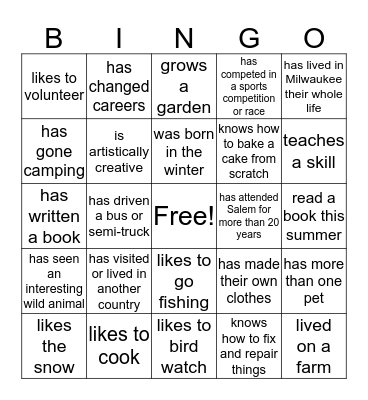 Find someone who... Bingo Card