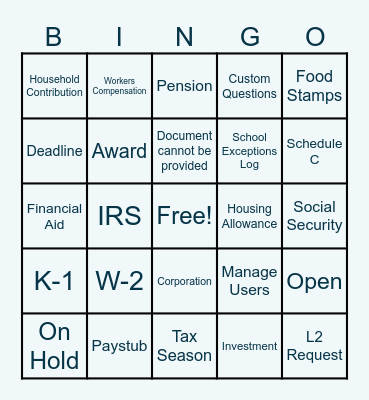 BBFAM BINGO Card