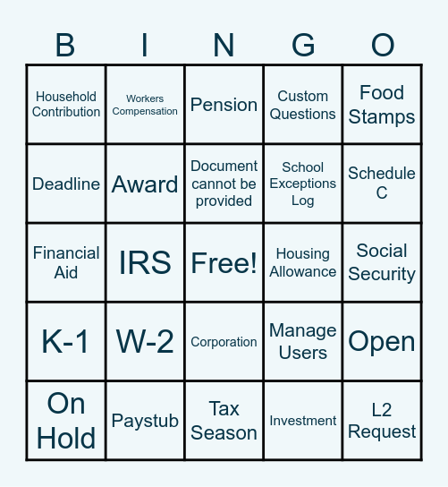 BBFAM BINGO Card