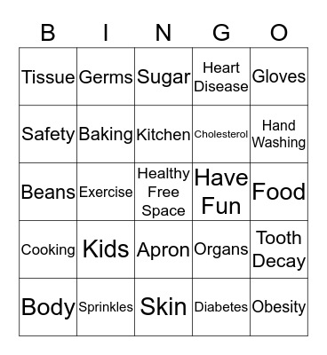 Healthy Eating Bingo Card