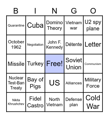Cuban Missile Crisis Bingo Card