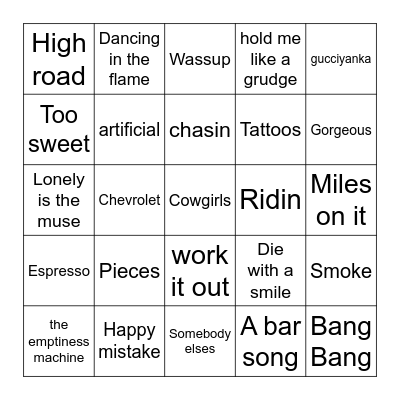 2024 hits Bingo Card