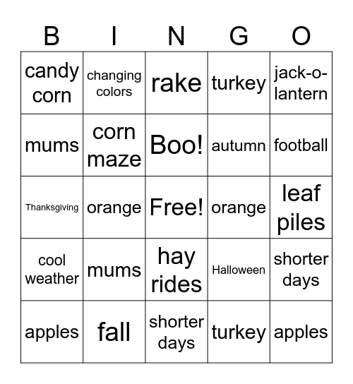 Autumn! Bingo Card