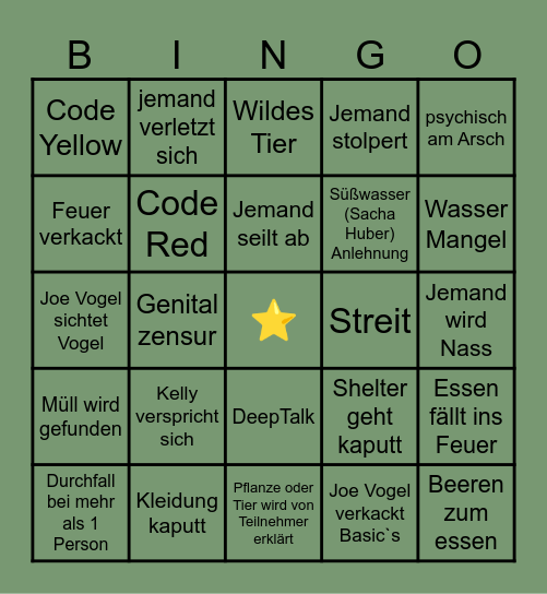 7 Vs Wild Staffel 4 Bingo Card