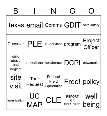 PO and FFS Supes Bingo Card
