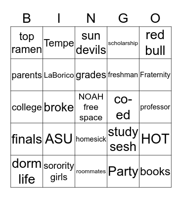 WE LoVe you NoAH!  Bingo Card