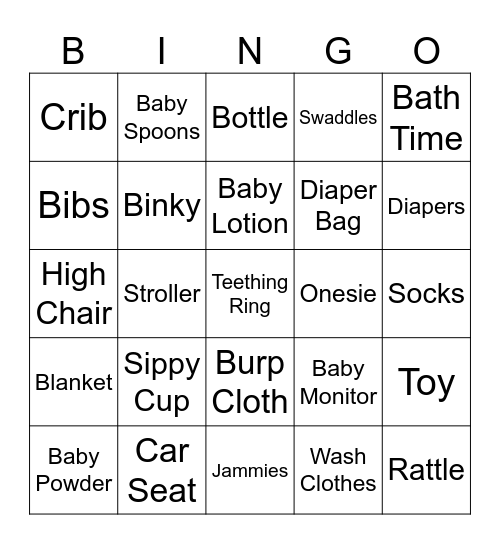Baby Bingo Card