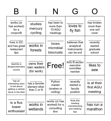BIO-GEO-BINGO! Bingo Card