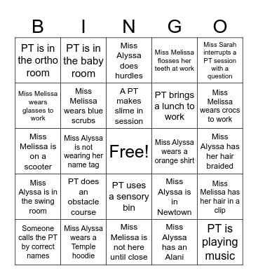 National Physical Therapy Month Bingo Card