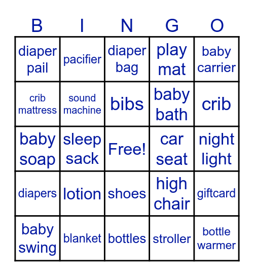 Gifts for Baby Boy! Bingo Card