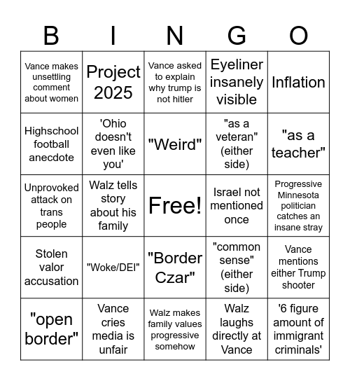 Couchfucker Bingo Card