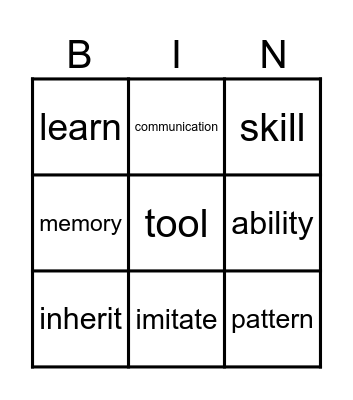 Animal Smarts Bingo Card