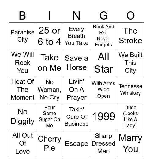 Mixed Up Music Bingo Card