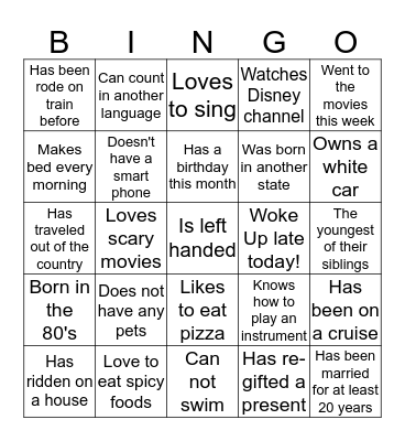 Find Someone Who... Bingo Card