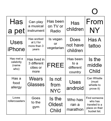 Find Someone Who Bingo Card