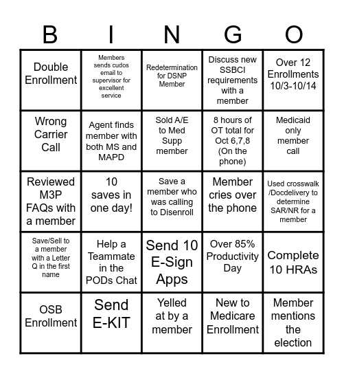 Loyalty Bingo Card