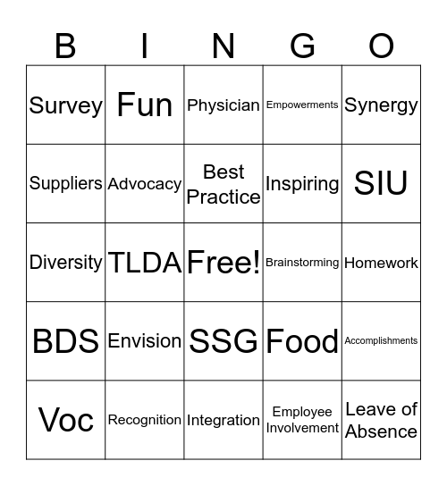 Boeing Buzzword Bingo Card