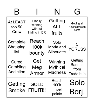 GPO Bingo Card Bingo Card