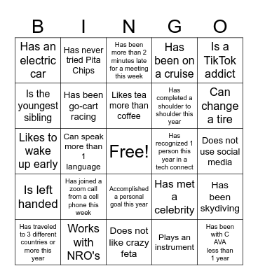 Tech Connect Bingo! Bingo Card