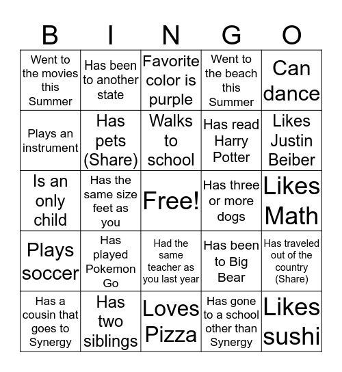 Find someone who... Bingo Card