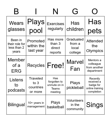 Nice to Meet You Bingo Card