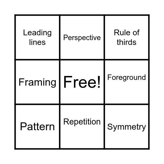 Composition Bingo Card