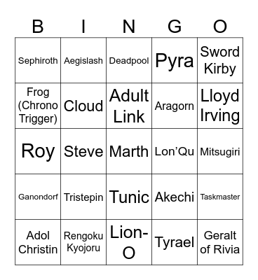 Bas's Sword Wielders Bingo [Round 2] Bingo Card