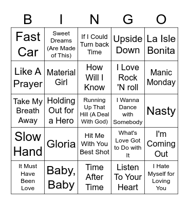 Ladies of The 80's Bingo Card