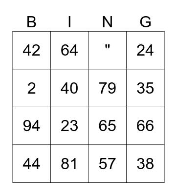 Untitled Bingo Card