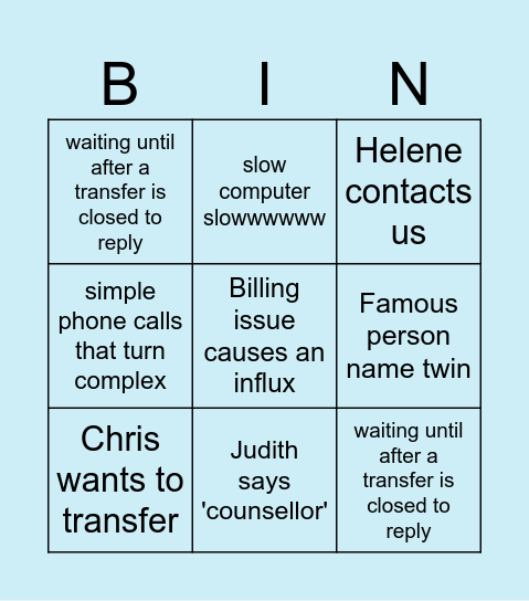 MA Bingo Card