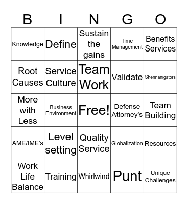 Boeing Buzzword Bingo Card